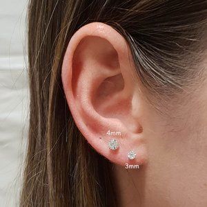 Silver ~ 4mm ~ 316L Surgical Stainless Steel Round CZ Crystal Earring